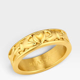Réalta gold plated stainless steel Claddagh band ring featuring traditional heart and hands design