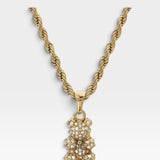 Réalta gold 18k plated stainless steel necklace featuring a sparkling pavé-set bear pendant on a rope chain