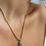 Réalta pavé bear pendant necklace in 18k gold plated stainless steel on a delicate twisted rope chain