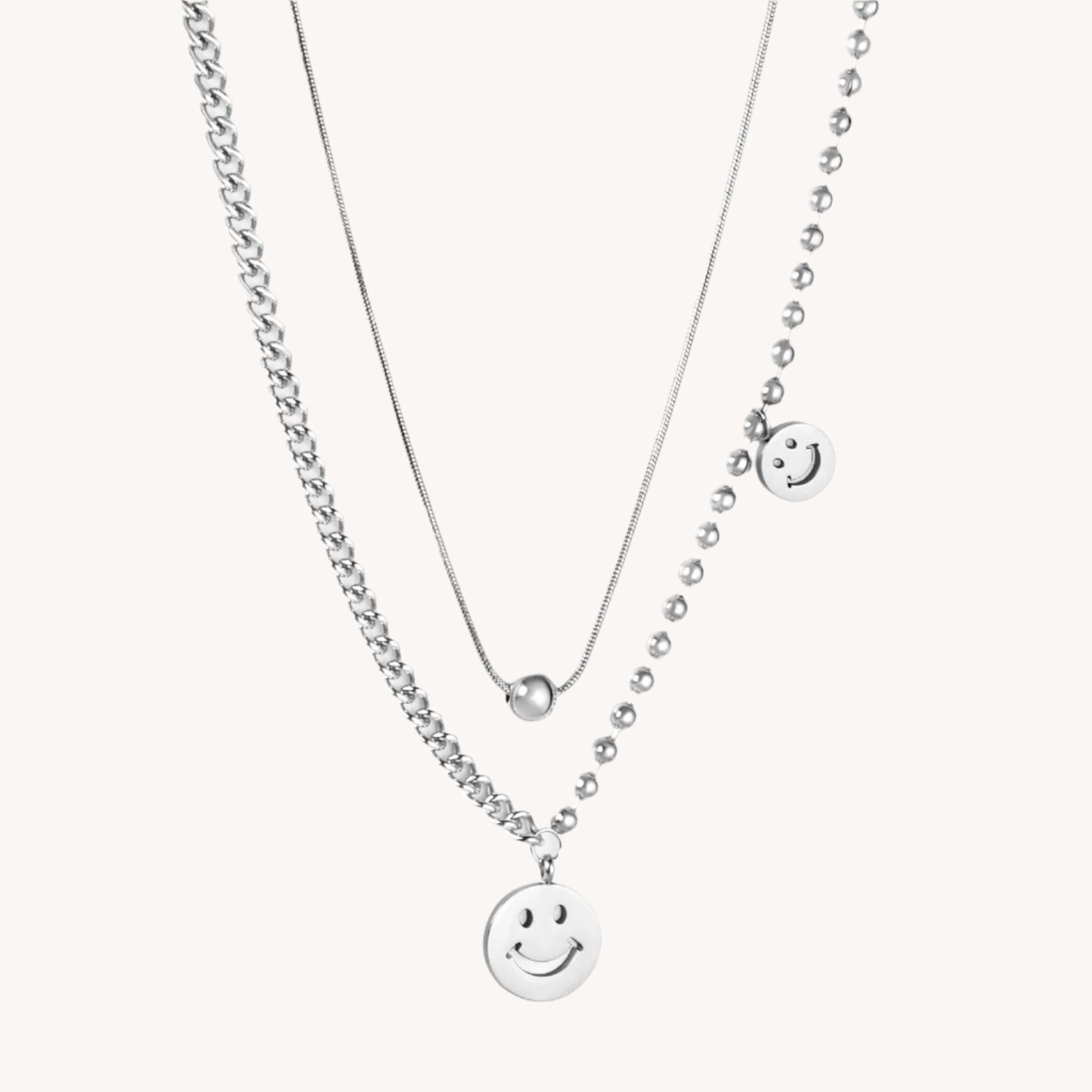 Double Layer Smiley Necklace - Réalta