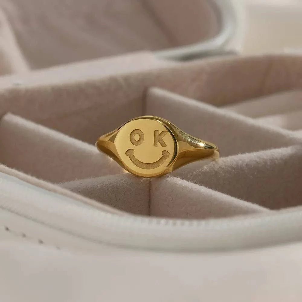 OK Smiley Ring - Gold - Réalta