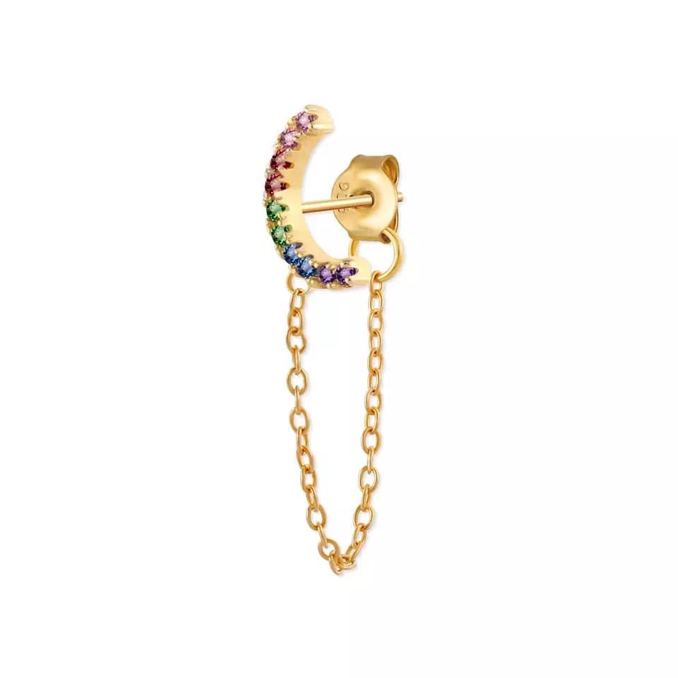Rainbow Curve Tassel Chain Earring - Réalta